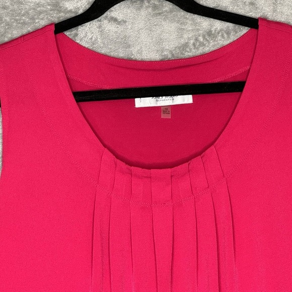 Jones Studio 1X Shirt Tank Top Fuchsia Pink Solid Sleeveless Scoop Neck Stretch - Picture 3 of 7